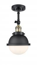 Innovations Lighting 201F-BAB-HFS-61-BK-LED - Hampden - 1 Light - 7 inch - Black Antique Brass - Semi-Flush Mount