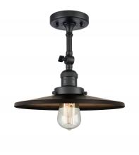 Innovations Lighting 201F-BK-MFR-BK-12-LED - Railroad - 1 Light - 12 inch - Matte Black - Semi-Flush Mount