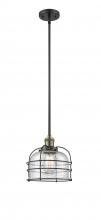 Innovations Lighting 201S-BAB-G74-CE - Bell Cage - 1 Light - 9 inch - Black Antique Brass - Stem Hung - Mini Pendant