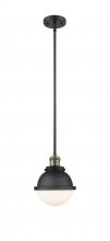 Innovations Lighting 201S-BAB-HFS-61-BK-LED - Hampden - 1 Light - 7 inch - Black Antique Brass - Stem Hung - Mini Pendant