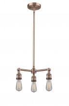 Innovations Lighting 207-AC-LED - Bare Bulb - 3 Light - 15 inch - Antique Copper - Stem Hung - Chandelier