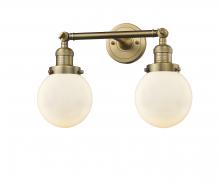 Innovations Lighting 208-BB-G201-6-LED - Beacon - 2 Light - 17 inch - Brushed Brass - Bath Vanity Light