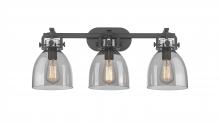 Innovations Lighting 410-3W-BK-G412-7SM - Newton Bell - 3 Light - 27 inch - Matte Black - Bath Vanity Light