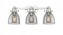 Innovations Lighting 410-3W-PN-G412-7SM - Newton Bell - 3 Light - 27 inch - Polished Nickel - Bath Vanity Light