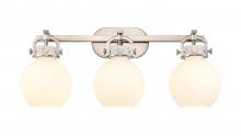 Innovations Lighting 410-3W-SN-G410-7WH - Newton Sphere - 3 Light - 27 inch - Brushed Satin Nickel - Bath Vanity Light