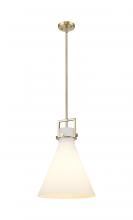 Innovations Lighting 411-1SL-BB-G411-14WH - Newton Cone - 1 Light - 14 inch - Brushed Brass - Cord hung - Pendant