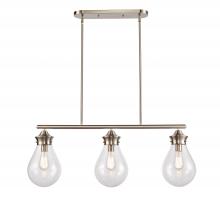 Innovations Lighting 414-3I-SN-8CL-LED - Genesis - 3 Light - 39 inch - Satin Nickel - Cord hung - Island Light