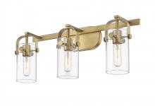 Innovations Lighting 423-3W-BB-4CL - Pilaster - 3 Light - 24 inch - Brushed Brass - Bath Vanity Light