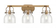 Innovations Lighting 423-3W-BB-G412-6CL - Pilaster II Bell - 3 Light - 27 inch - Brushed Brass - Bath Vanity Light