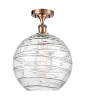 Innovations Lighting 516-1C-AC-G1213-12-LED - Athens Deco Swirl - 1 Light - 12 inch - Antique Copper - Semi-Flush Mount