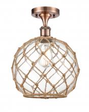 Innovations Lighting 516-1C-AC-G122-10RB-LED - Farmhouse Rope - 1 Light - 10 inch - Antique Copper - Semi-Flush Mount