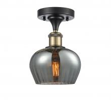 Innovations Lighting 516-1C-BAB-G93-LED - Fenton - 1 Light - 7 inch - Black Antique Brass - Semi-Flush Mount