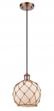 Innovations Lighting 516-1P-AC-G121-8RB - Farmhouse Rope - 1 Light - 8 inch - Antique Copper - Cord hung - Mini Pendant