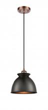 Innovations Lighting 516-1P-AC-M14-BK-LED - Adirondack - 1 Light - 8 inch - Antique Copper - Cord hung - Mini Pendant