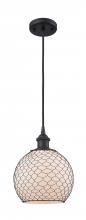 Innovations Lighting 516-1P-BK-G121-8CBK-LED - Farmhouse Chicken Wire - 1 Light - 8 inch - Matte Black - Cord hung - Mini Pendant