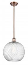 Innovations Lighting 516-1S-AC-G1214-12-LED - Athens Twisted Swirl - 1 Light - 12 inch - Antique Copper - Mini Pendant