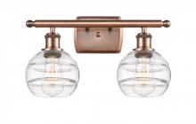 Innovations Lighting 516-2W-AC-G556-6CL - Rochester - 2 Light - 16 inch - Antique Copper - Bath Vanity Light