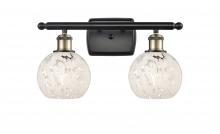 Innovations Lighting 516-2W-BAB-G1216-6WM - White Mouchette - 2 Light - 16 inch - Black Antique Brass - Bath Vanity Light