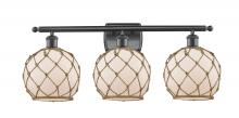 Innovations Lighting 516-3W-BK-G121-8RB - Farmhouse Rope - 3 Light - 28 inch - Matte Black - Bath Vanity Light