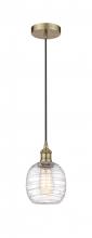 Innovations Lighting 616-1P-AB-G1013-LED - Belfast - 1 Light - 6 inch - Antique Brass - Cord hung - Mini Pendant