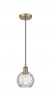 Innovations Lighting 616-1P-AB-G1215-6-LED - Athens Water Glass - 1 Light - 6 inch - Antique Brass - Cord hung - Mini Pendant