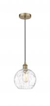 Innovations Lighting 616-1P-AB-G1215-8-LED - Athens Water Glass - 1 Light - 8 inch - Antique Brass - Cord hung - Mini Pendant