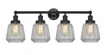 Innovations Lighting 616-4W-BK-G142 - Chatham - 4 Light - 34 inch - Matte Black - Bath Vanity Light