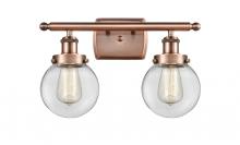 Innovations Lighting 916-2W-AC-G202-6 - Beacon - 2 Light - 16 inch - Antique Copper - Bath Vanity Light