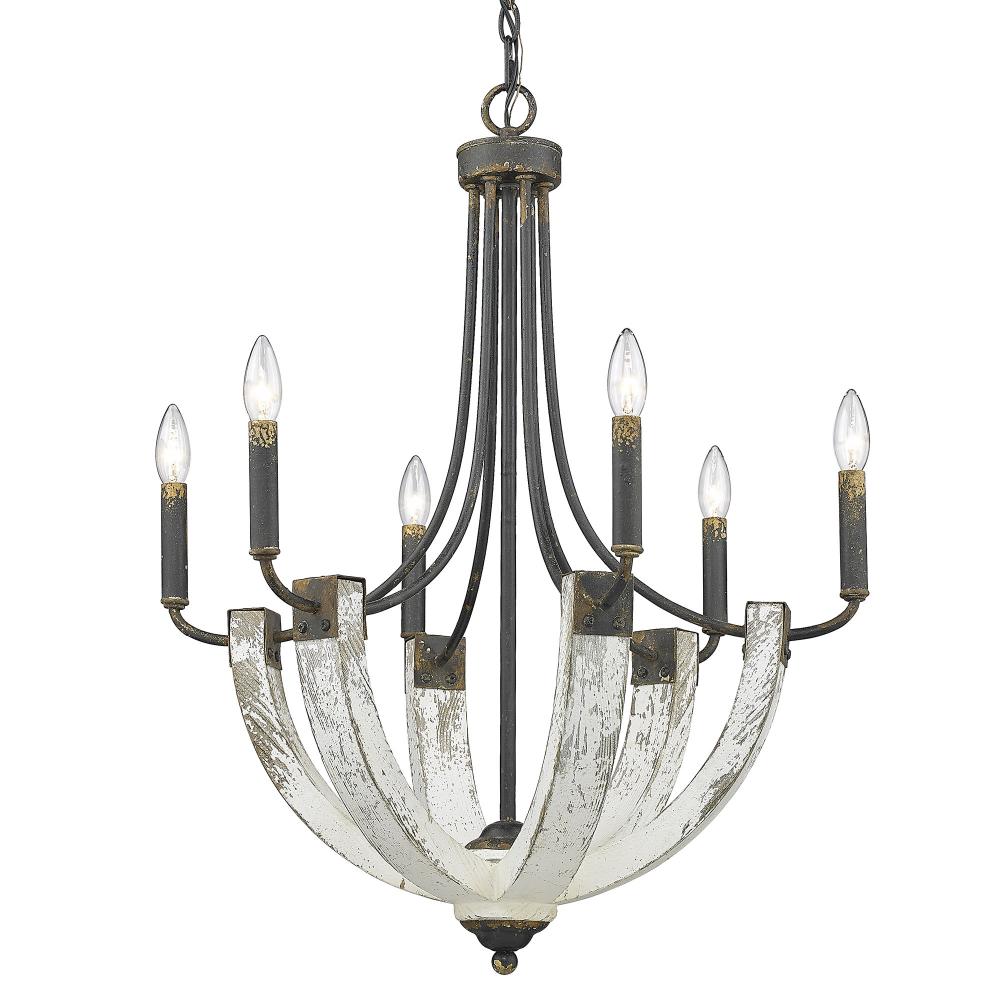 Elwood 6 Light Chandelier in Antique Black Iron