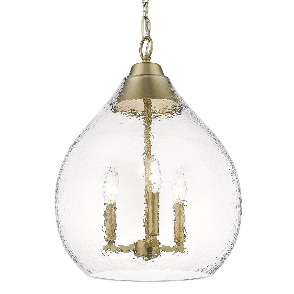 Ariella 3-Light Pendant in Brushed Champagne Bronze with Hammered Clear Glass