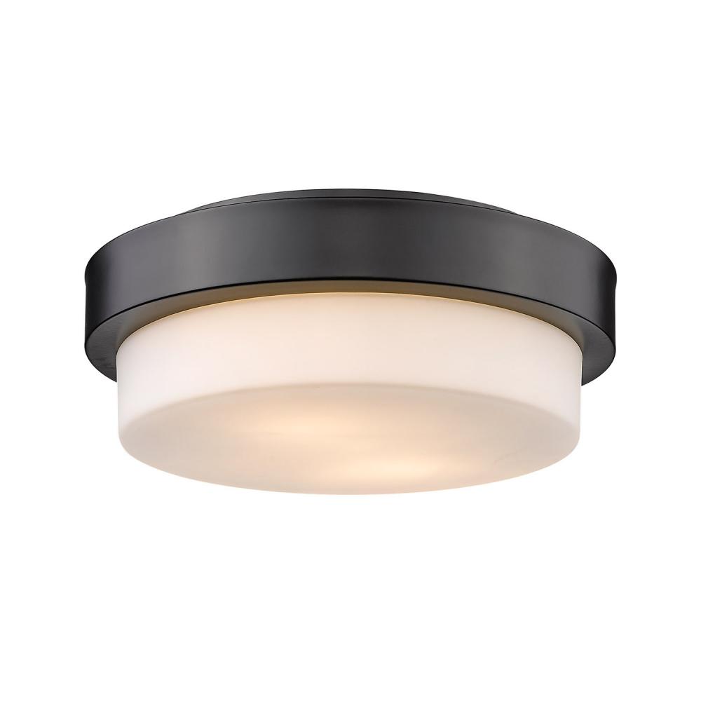 Multi-Family 11&#34; Flush Mount in Matte Black with Opal Glass