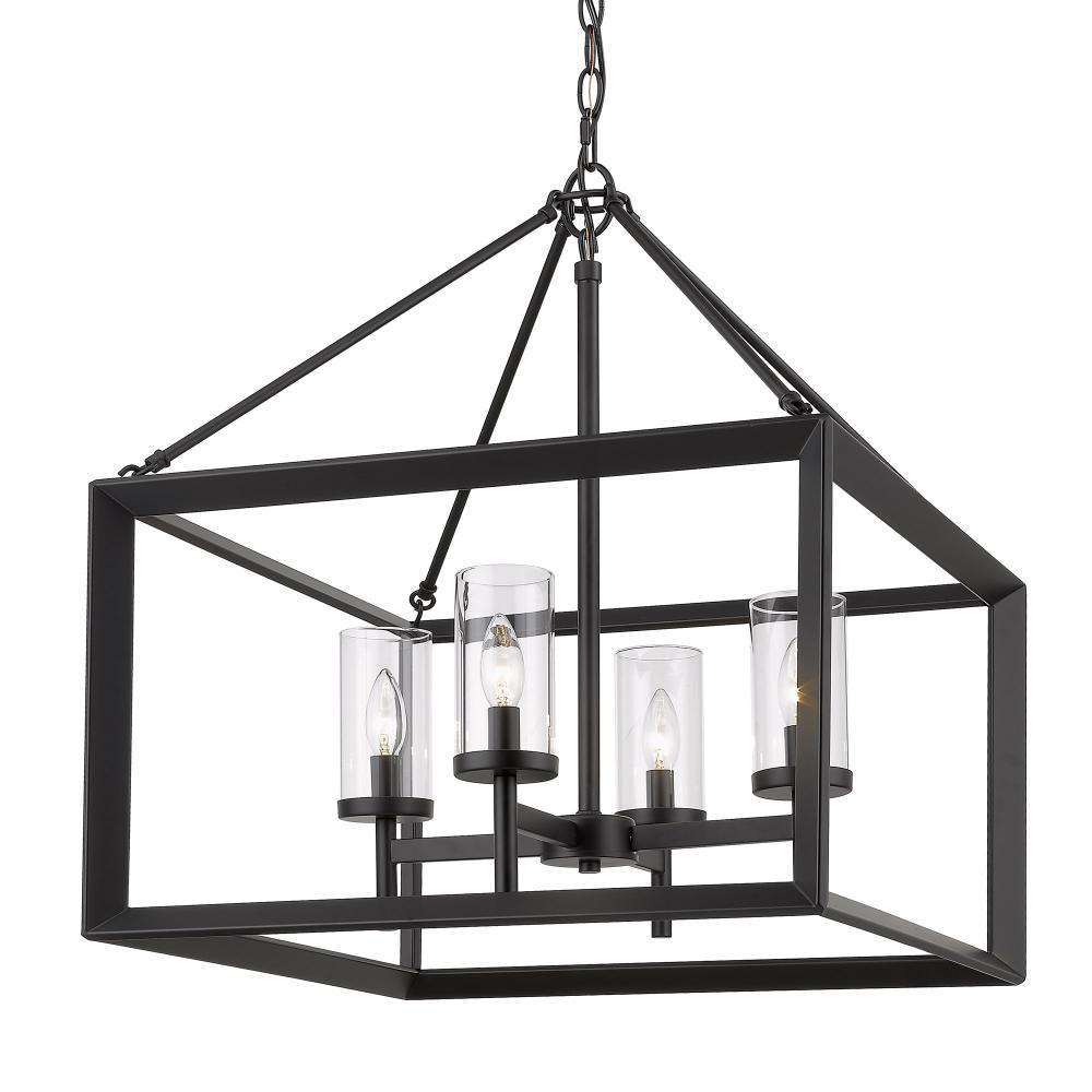 Smyth 4 Light Chandelier in Matte Black with Clear Glass Shades