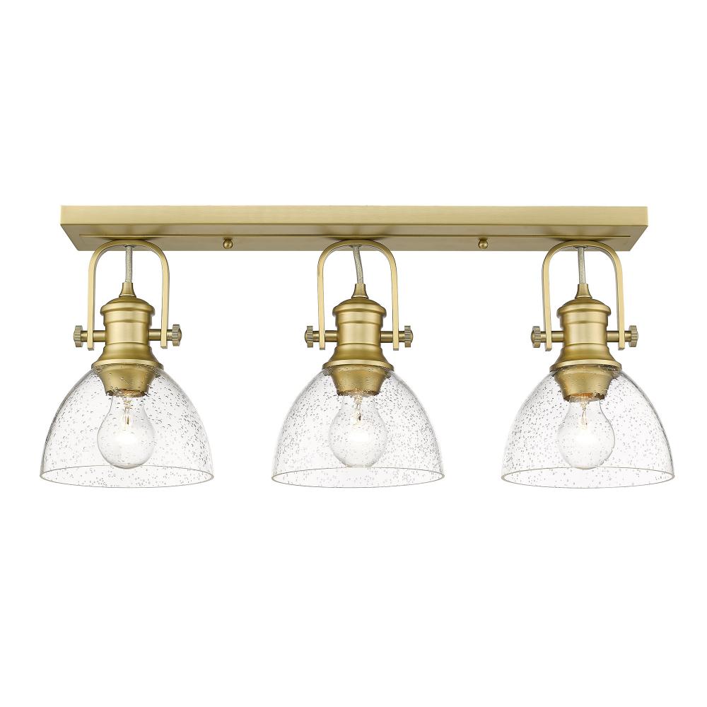 Hines 3-Light Semi-Flush in Brushed Champagne Bronze with Seeded Glass