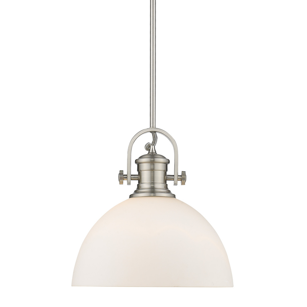 Hines 1-Light Pendant in Pewter with Opal Glass