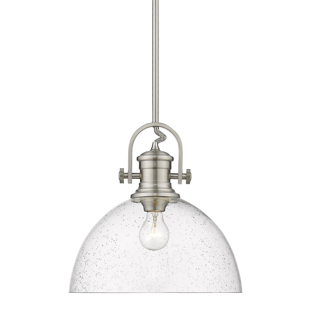 Hines 1-Light Pendant in Pewter with Seeded Glass