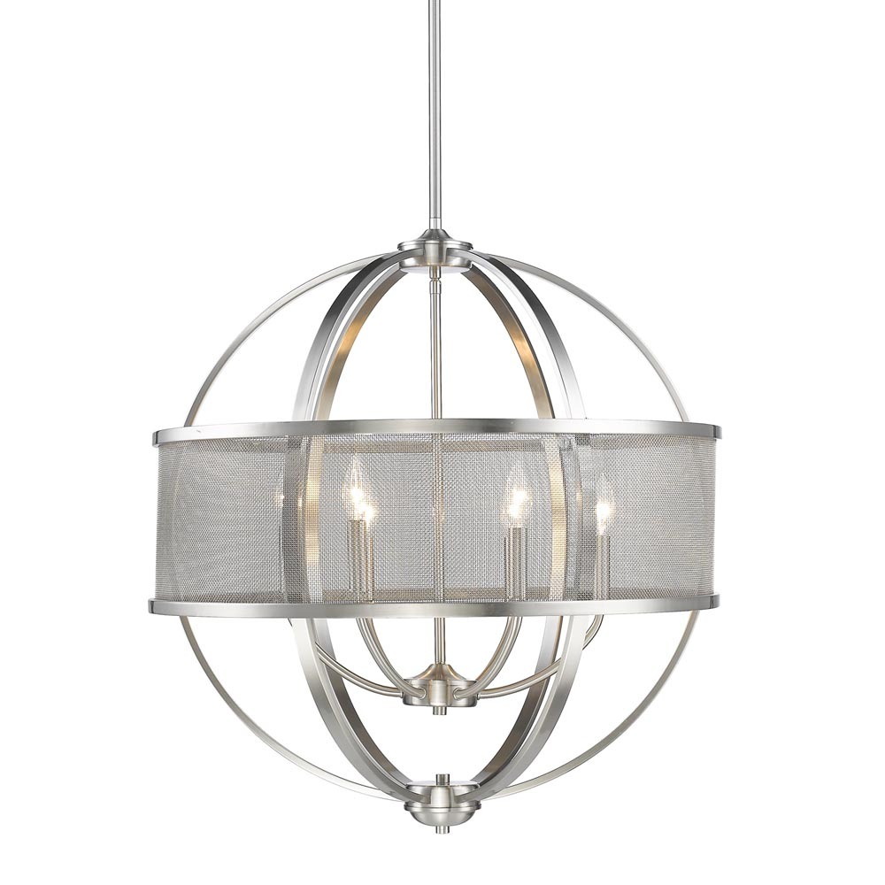 Colson PW 6 Light Chandelier (with shade) in Pewter