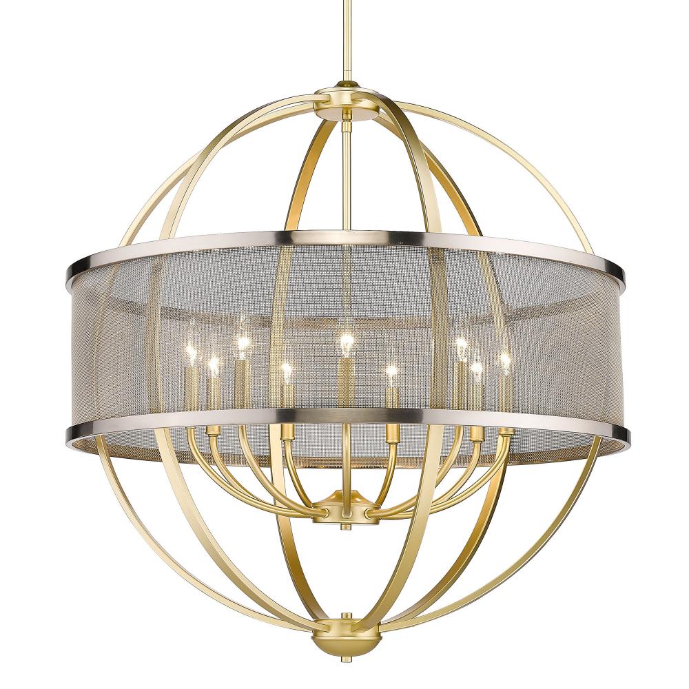 Colson OG 9 Light Chandelier (with Pewter shade) in Olympic Gold
