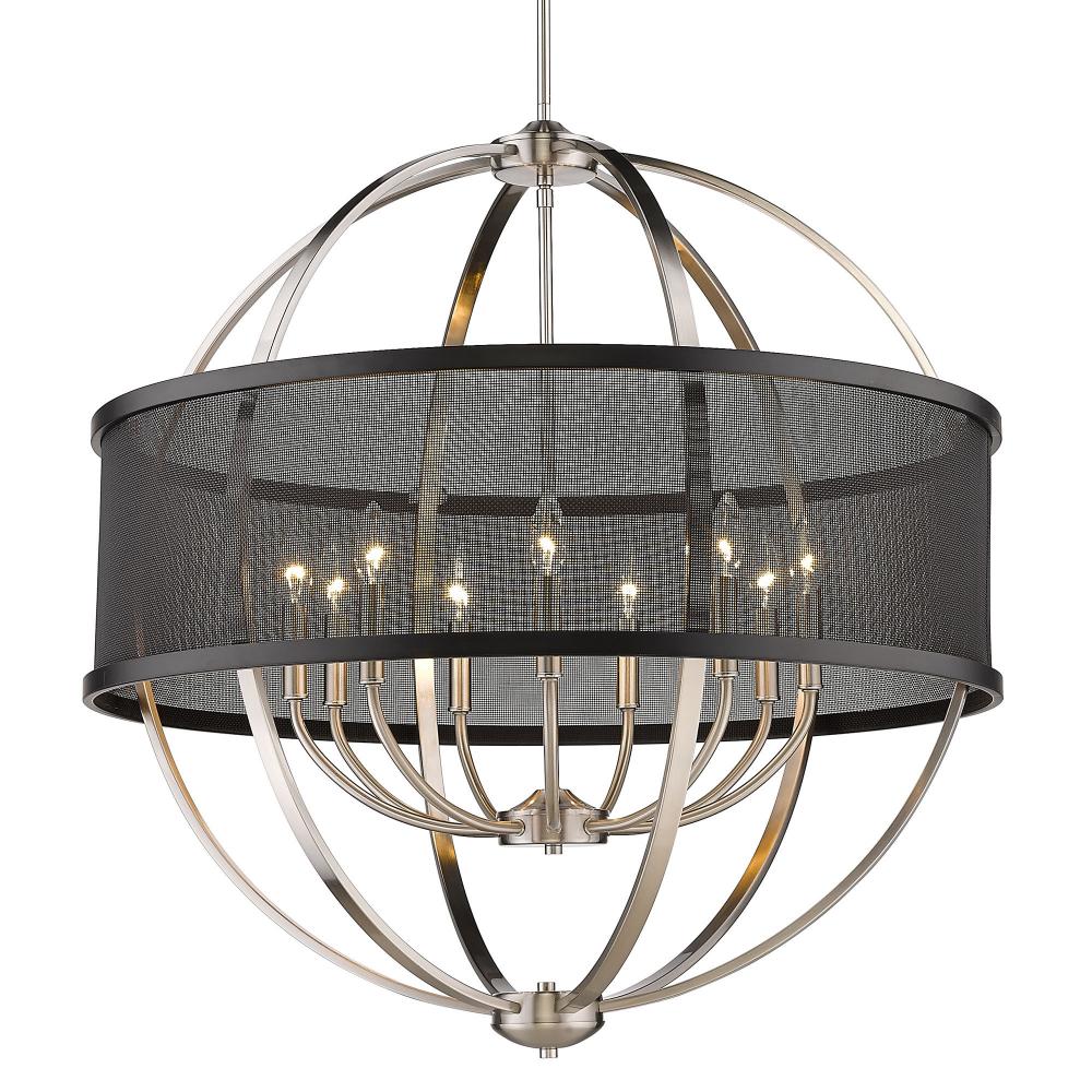 Colson PW 9 Light Chandelier (with Matte Black shade) in Pewter