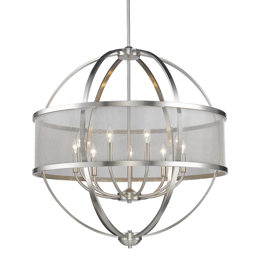 Colson PW 9 Light Chandelier (with shade) in Pewter
