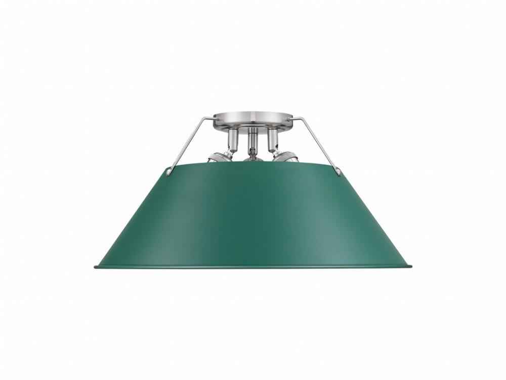 Orwell 3-Light Flush Mount in Pewter with Pine Green