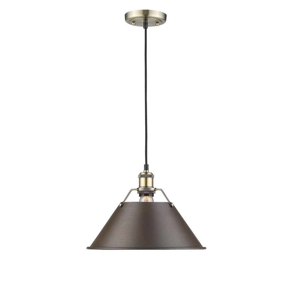 Orwell 14&#34; Wide Large Pendant in Aged Brass with Rubbed Bronze