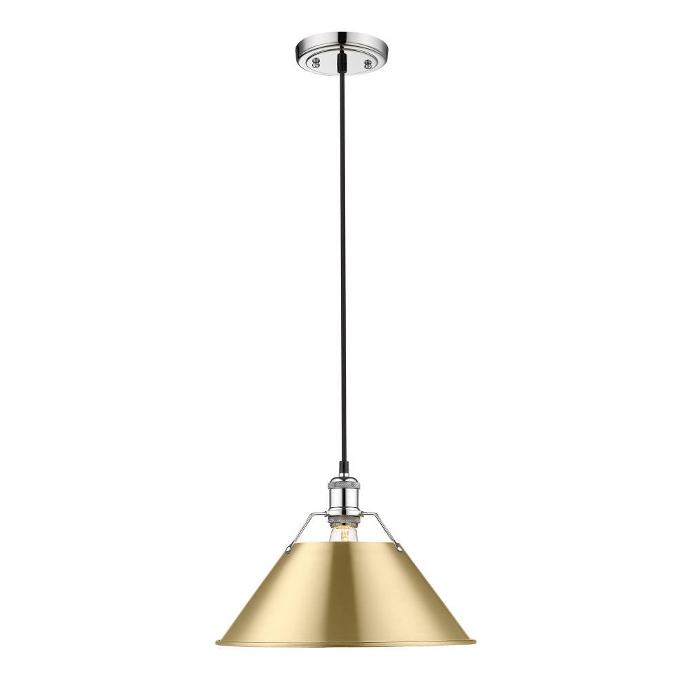 Orwell CH Large Pendant - 14&#34; in Chrome with Brushed Champagne Bronze shade