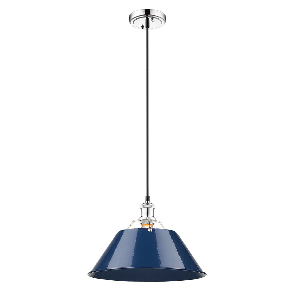 Orwell 14&#34; Wide Large Pendant in Chrome with Matte Navy