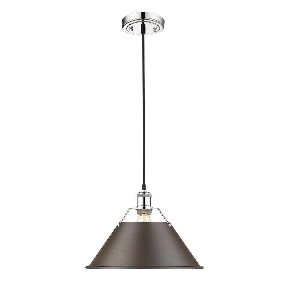 Orwell 14&#34; Wide Large Pendant in Chrome with Rubbed Bronze