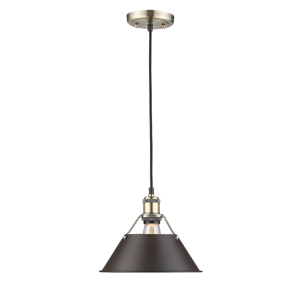 Orwell 10&#34; Wide Medium Pendant in Aged Brass with Rubbed Bronze