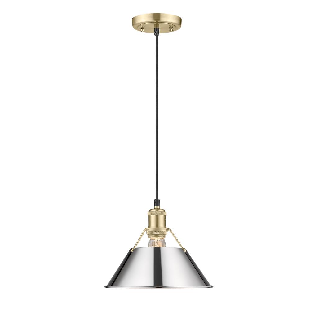 Orwell BCB Medium Pendant - 10&#34; in Brushed Champagne Bronze with Chrome shade