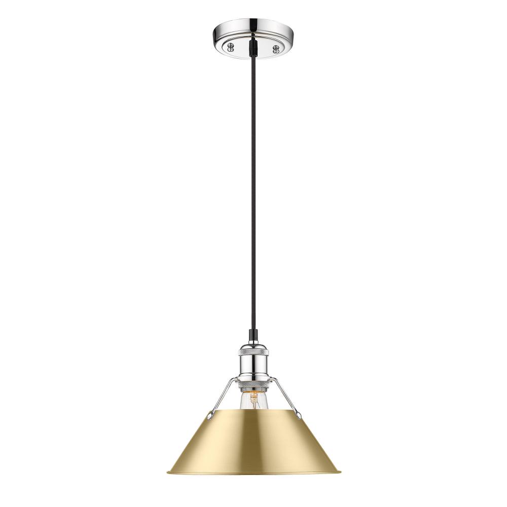 Orwell CH Medium Pendant - 10&#34; in Chrome with Brushed Champagne Bronze shade