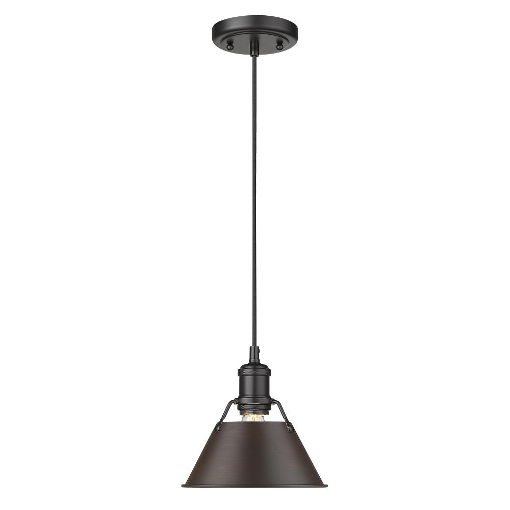 Orwell 7.5&#34; Wide Small Pendant in Matte Black with Rubbed Bronze