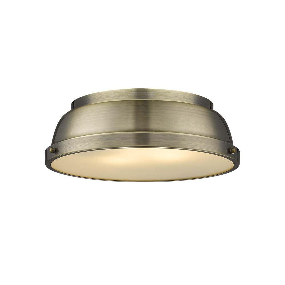 Duncan 14&#34; Flush Mount in Aged Brass with an Aged Brass Shade