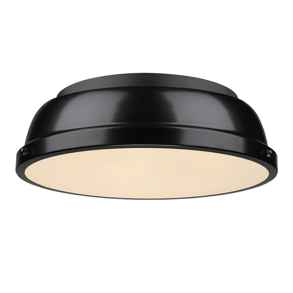 Duncan 14&#34; Flush Mount in Black with a Black Shade